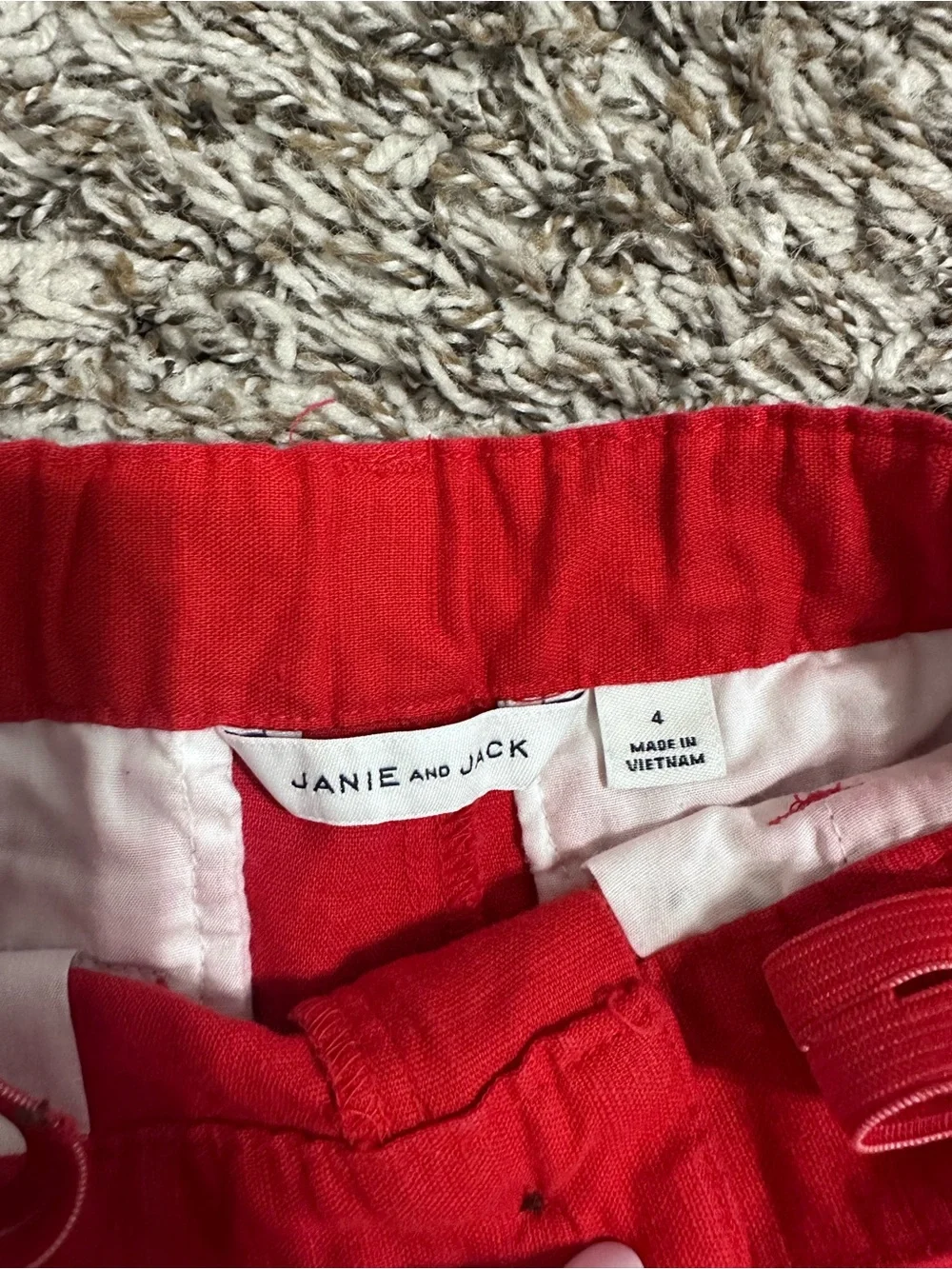 Janie and Jack boys Red Cotton Shorts with Back Pocket
